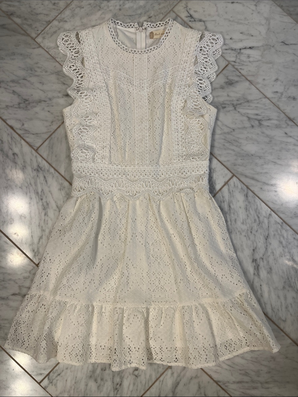 Altar'd State White Eyelet Lace Ruffle Dress
